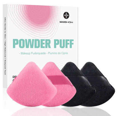 Set de borlas para polvo de 4 piezas rosa + negro