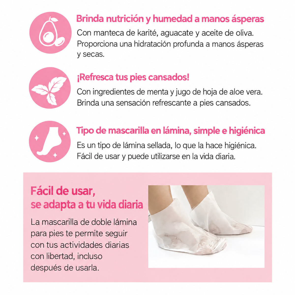 Baby Silky Foot Maslk nos muestra los beneficios que nos brinda